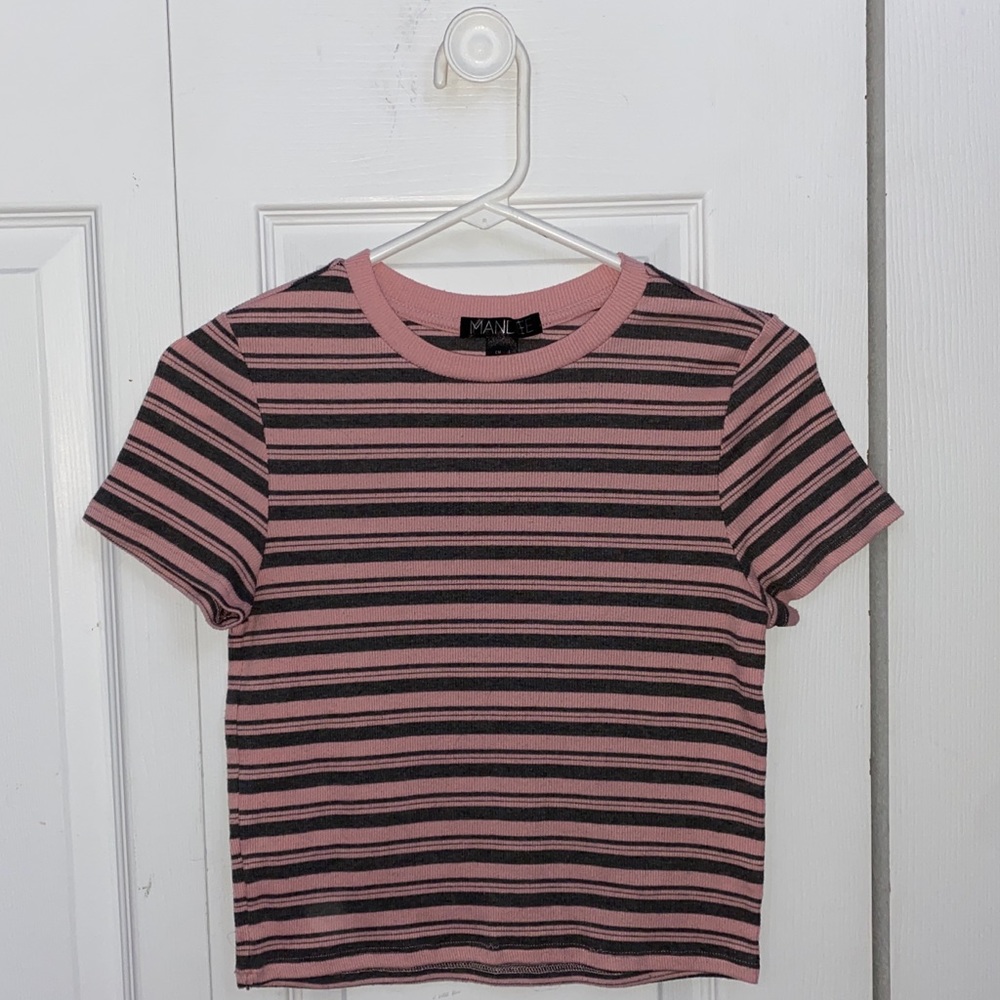 Striped Pink and Gray Shirt